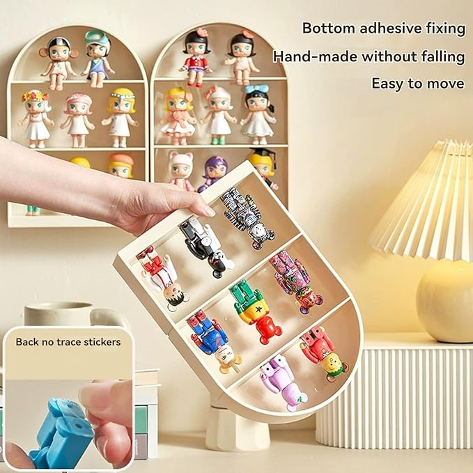 3 Layer Display Case for Figures - Wall-Mounted Dust Proof Storage Box with Door, Thickened Plastic Cabinet for Pop Mart Action Figures Collectibles (No Tools Needed)