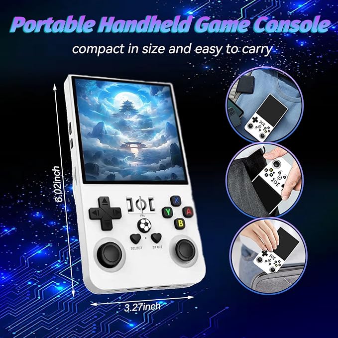 R36max Retro Handheld Game Console,64gb Memory,4000mah Battery, 18000 Pre-Installed Games ,4.0-Inch Ips Hd Screen Portable Retro Gaming Console,Suitable For Travel And Home Use (White) (White, 64, GB)