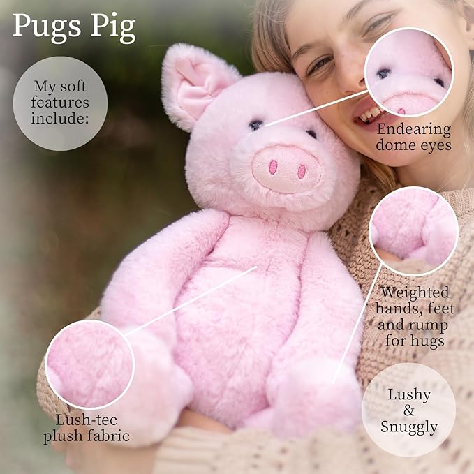 World's Softest Plush Stuffed Animal for Baby, Toddler, Kids, Adults - Adorable Toy Made from Kid-Friendly, Quality Materials - Lushee Pugs Pig, 16"