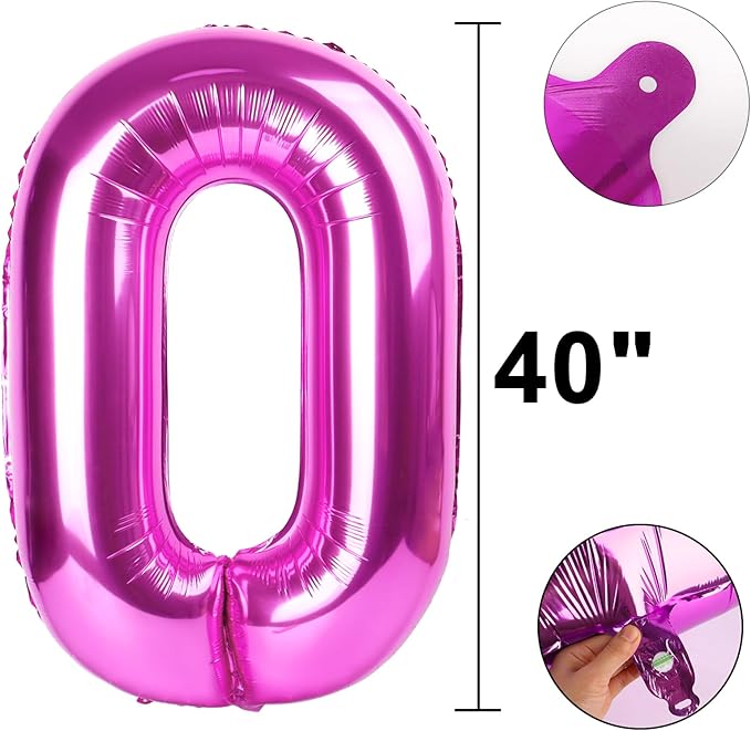 40 Inch Large 60 Balloon Numbers Rose Purple Big Foil Number Balloons Giant Helium Happy Birthday Party Decorations for Man and Women, Huge Mylar Anniversary Party Supplies