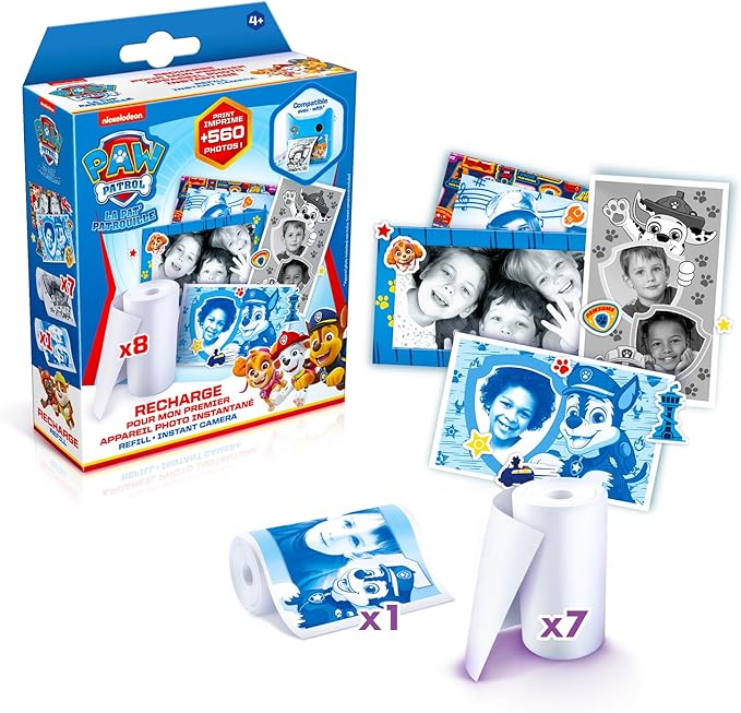Canal Toys Refill for My First PAW Patrol Instant Camera - 8 Rolls of Paper, 2 Sheets of Stickers and 10 Self-Adhesive Frames - PPC 038, Multi-Coloured
