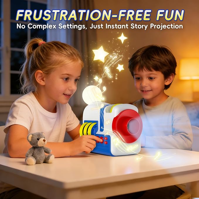 Story Projector for Kids, Educational Story Dream Machine with 32 Stories & 4 Science Cartridges, Audio Books for Toddlers, Night Light & White Noise, Bedtime Story Player