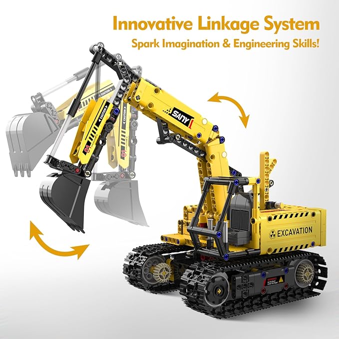 5 in 1 Building Toys STEM Robotics Kits - Remote-Controlled Excavator Engineering Kit for Kids Age 6 7 8 9 10 11 12-14 with 555 Pieces，DIY Educational Science Kits Gift for Boys & Girls