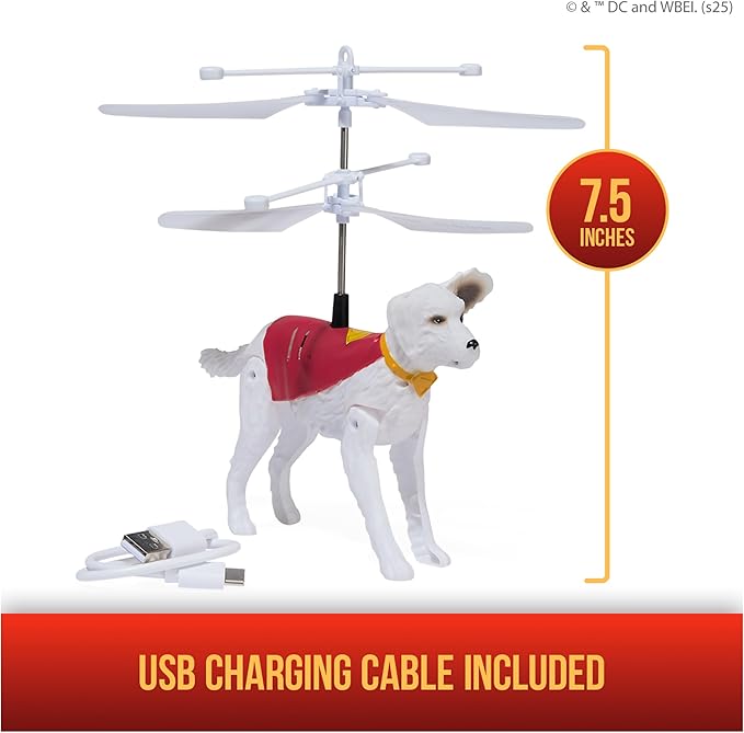 DC Comics, Superman Up in The Sky! Flying Krypto, RC Toys and Remote Control Toys for Kids, 7.5-Inch Hovering Superdog, for Ages 4 and Up