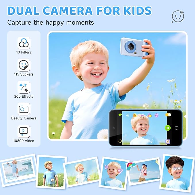 Kids Smart AI Learning Camera, 4.0'' Educational AI Toy Camera with Photo Recognition Knowledge Encyclopedia for Toddler Boys and Girls 3+ Christmas Birthday School Gift (Blue)