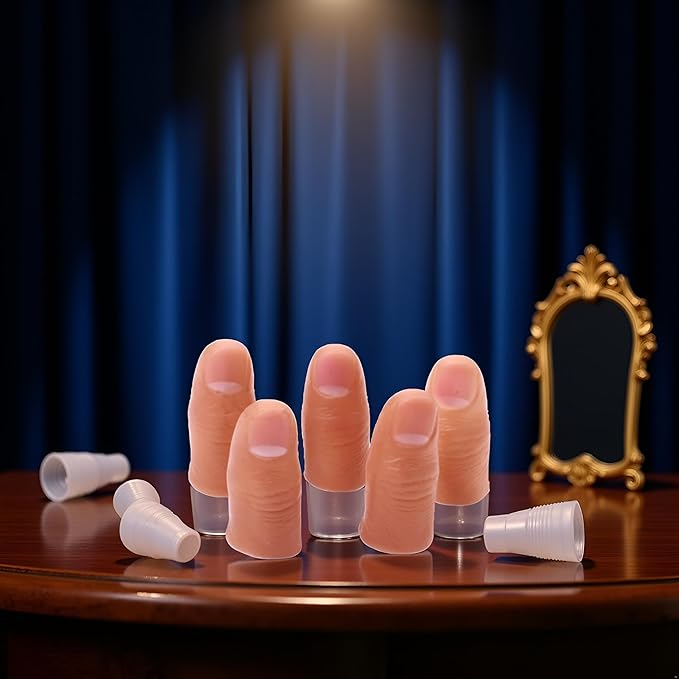 5pcs Fleshcolor Fake Finger Trick Prop,Hard Thumb Tip Finger Fake Magic Tricks,Close up Magic KitsAppear Vanish Magic for Magicians Accessories,Novelty and Gag Toys