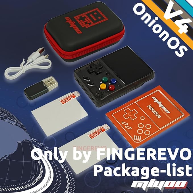 Miyoo Mini V4 OnionOS Handheld Game Console 2.8-inch 750*560 IPS Screen Miyoo-mini v4 Onion-System with Portable Case T-Black