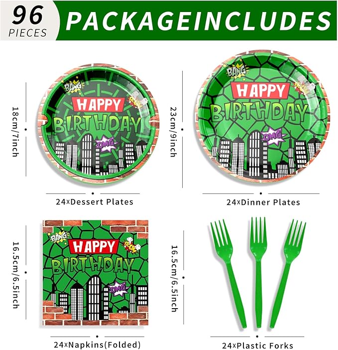 96 Pcs Cartoon Turtle Theme Birthday Decorations Include Turtle Plates,Napkins and forks for Super Turtle Birthday Party Supplies Serve 24 Guests.