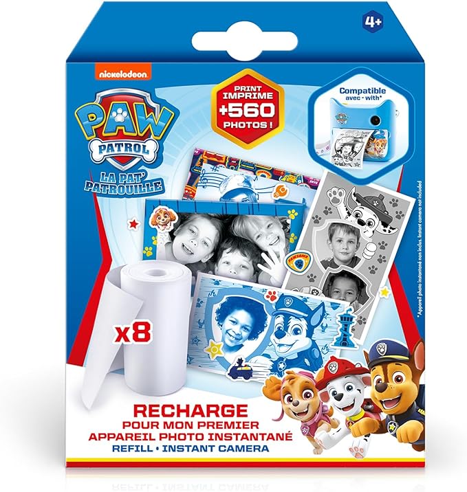 Canal Toys Refill for My First PAW Patrol Instant Camera - 8 Rolls of Paper, 2 Sheets of Stickers and 10 Self-Adhesive Frames - PPC 038, Multi-Coloured