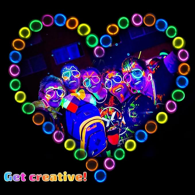 400 Pcs Glow Sticks Bulk Party Pack, 8'' Glow in the Dark Party Supplies, Glow in the Dark Light Up Sticks with Connectors, Party Favors for Birthday, Concert, Raves, Halloween, Christmas