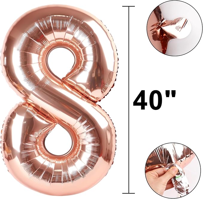 40 Inch Rose Gold Balloon Number 18 Balloon,Jumbo Mylar Foil Helium Balloon for 18 Digital Balloons for Birthday Party,Wedding Anniversary Party Decorations