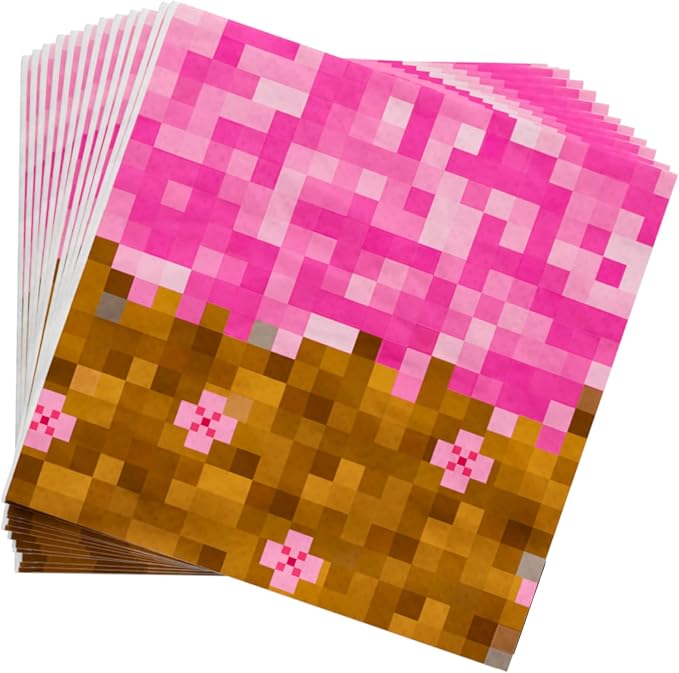 Pixel Girl Value Party Supplies (64 pieces for 20 Guests) - Girl Video Game Party Supplies, Video Game Birthday Decorations for girls, Mining Craft Party, Pixel Miner Party, Video Game Birthday Party