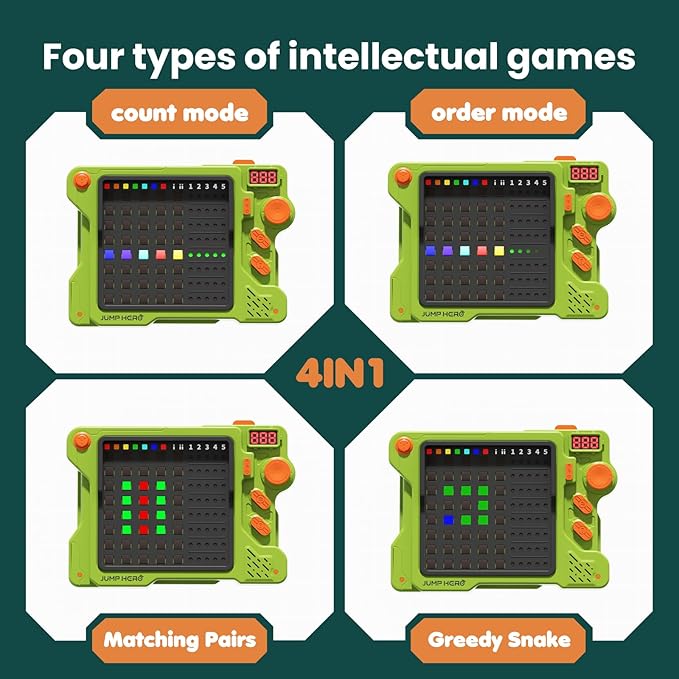 Super Decoder Game, 4-in-1 Code Breakers Puzzle Game, Handheld Games for Kids and Adults, Birthday Gift for Boys and Girls, Travel Games for Road Trip (Green)