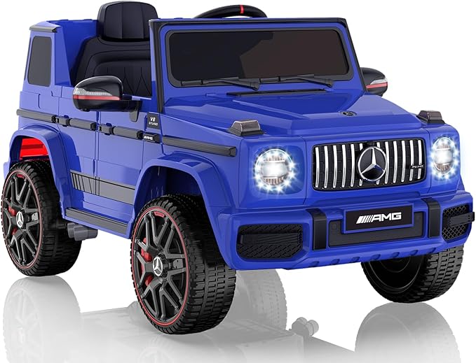 ANPABO Licensed Mercedes-Benz G63 Car for Kids, 12V Ride on Car w/Parent Remote Control, LED Headlights, Music Player/Bluetooth & Horn, Soft Start, Low Battery Prompt, Kids Electric Car, Blue