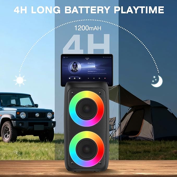Karaoke Machine for Adults Kids,Colorful LED Lights, Portable Bluetooth Speaker with 1 Wired Mic Support TWS/TF/USB/AUX for Home Party Stage,Outdoor, Xmas Gifts,Outdoor