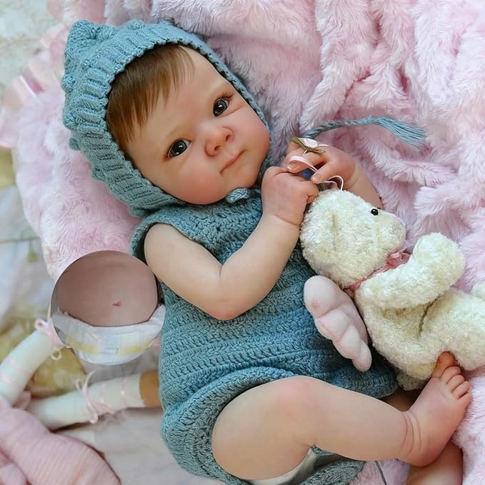 Anano Reborn Baby Dolls Silicone Full Body Girl 18 Inch Realistic Baby Doll Lifelike, Full Silicone Babys Doll Newborn Girl, Real Life Reborn Dolls Washable