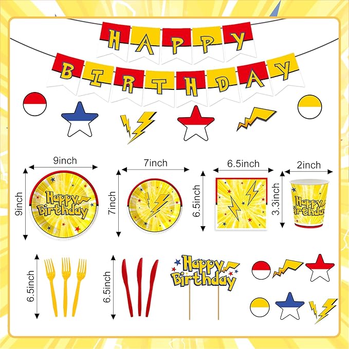 120 PCS Cartoon Animation Birthday Party Supplies for Boys Kids Birthday Party Decorations Cartoon Animation Tableware Set Napkin Cups Forks Knives for 20 Guests