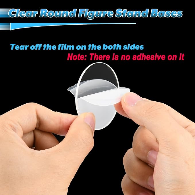 Cosmos 12 Pcs Round Action Figure Stand Base Acrylic Figure Display Stands Miniature Bases Mini Doll Model Display Holder Accessories for Figures, Dolls, Small Collectibles (Transparent Clear, 50mm)