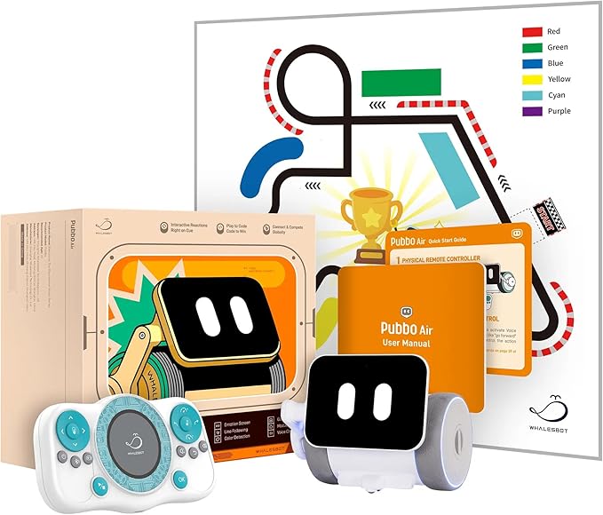 WhalesBot Pubbo Air Smart Interactive Robot for Kids, Voice/Touch/APP/Remote Control, Modular/Scratch Coding, Companion Robotic with Sensors, STEM Educational Toy Gift for Boys Girls 4 5 6 7 8 9 10
