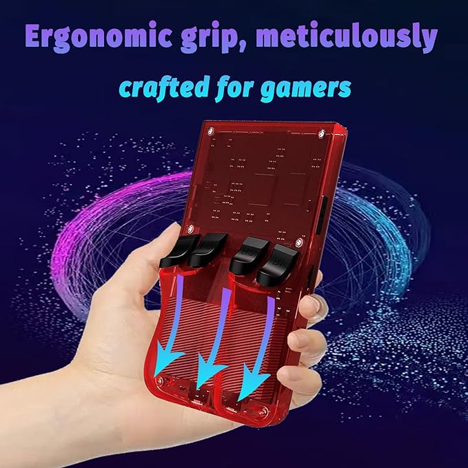 R36max Retro Handheld Game Console,64gb Memory,4000mah Battery, 18000 Pre-Installed Games ,4.0-Inch IPS Hd Screen Portable Retro Gaming Console,Suitable for Travel and Home Use (Red) (Red, 64, GB)