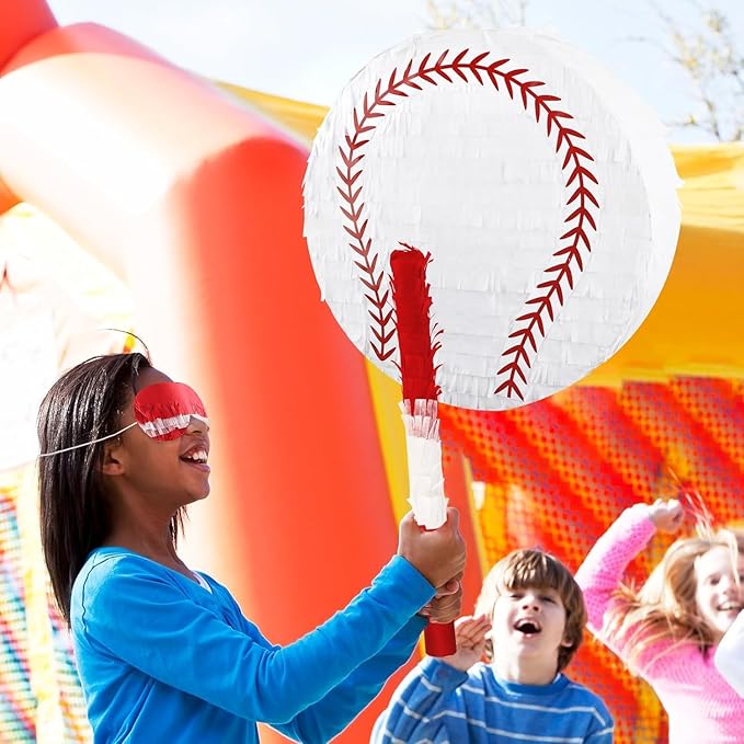 Baseball Pinata Sport Pinata with Stick & Blindfold Large Funny Pinatas for Baseball Party Decorations Sport Themed Birthday Party Supplies Family Games
