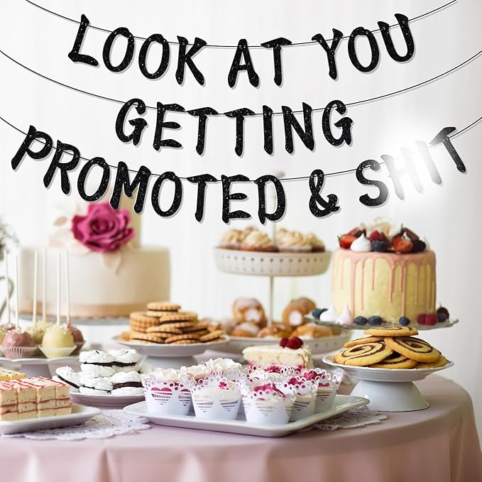 Look at You Getting Promoted Banner, Congratulations, Job Promotion, Promotion Corporation Farewell Party Decorations Supplies