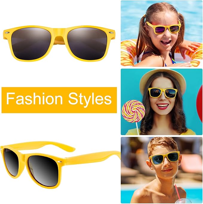 TUPARKA 12 Pack Sunglasses in Bulk School Party Goody Bag Fillers for Birthday Party Beach Pool Party, Yellow