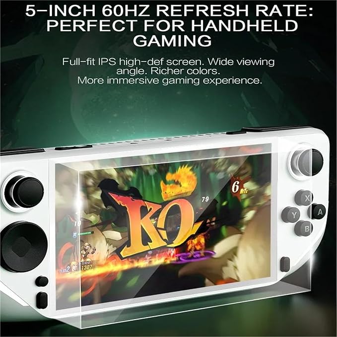 E6 Handheld Game Console Portable Video Game Support 5-inch IPS Screen 60Hz Screen Retro Gamebox 6000 Games Children's Gift（32G White）