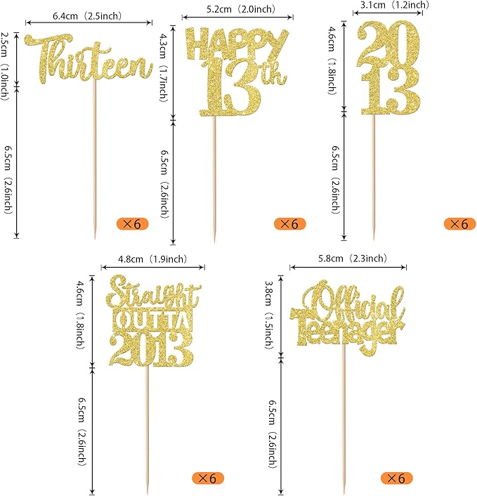 30PCS Happy 13th Birthday Cupcake Toppers Gold Glitter Thirteen Straight Outta 2013 Cupcake Picks Cheers to 13 Years Cake Decorations for 13th Birthday Anniversary Party Decoration Supplies