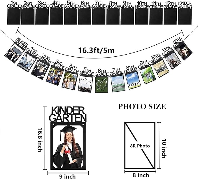 Graduation Photo Banner for Party Decoration, Including Kindergarten to 12th Grade Picture Banner Middle High School College Graduation Party Supplies