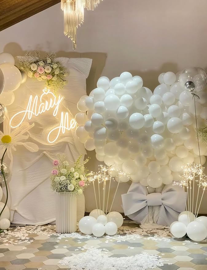 White Balloons Latex Party Balloons - 12 Inch White Balloon Round Party Balloon for Birthday Wedding Baby Shower Anniversary Bachelorette Party Decorations, Photo Backdrop Supplies