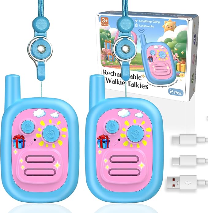 Walkie Talkies for Kids 3 Pack,3 Miles Family Walky Talky Children Radio Long Range,22 Channels Kids walkie talkies with VOX Function,3-12 Years Old Boys Girls Xmas Birthday (Blue 001)