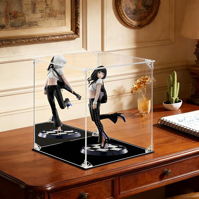 Acrylic Display Case for Collectibles Assemble Clear Acrylic Display Box with Mirrored Back, Alternative Glass Case for Action Figures Lego Model Doll Toys Display (10x10x12 Inch; 25x25x30 cm)