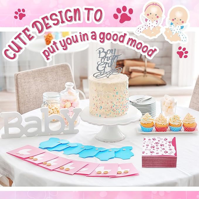 CHENGU 100 Pieces Paw Print Napkins 2 Layers Paw Print Party Supplies Farm Animal Party Napkins for Animal Themed Birthday Western Part, 5 x 5 Inch(Pink)