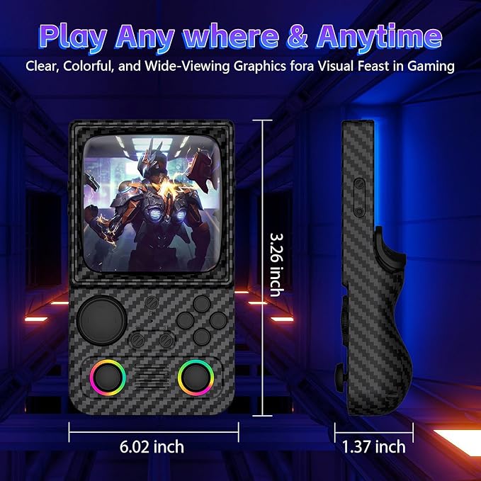 R36TMAX Retro Handheld Game Console, 4 Inch IPS HD Screen Retro Gaming Console,Supports WiFi Networked Fighting and OTG,Compatible with a Large Variety of Classic Games,Built-in 64G,Charcoal Black