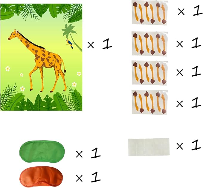 Jungle Birthday Party Supplies,Pin The Tail on The Giraffe,Safari Theme Zoo Birthday Party Favor,Decoration