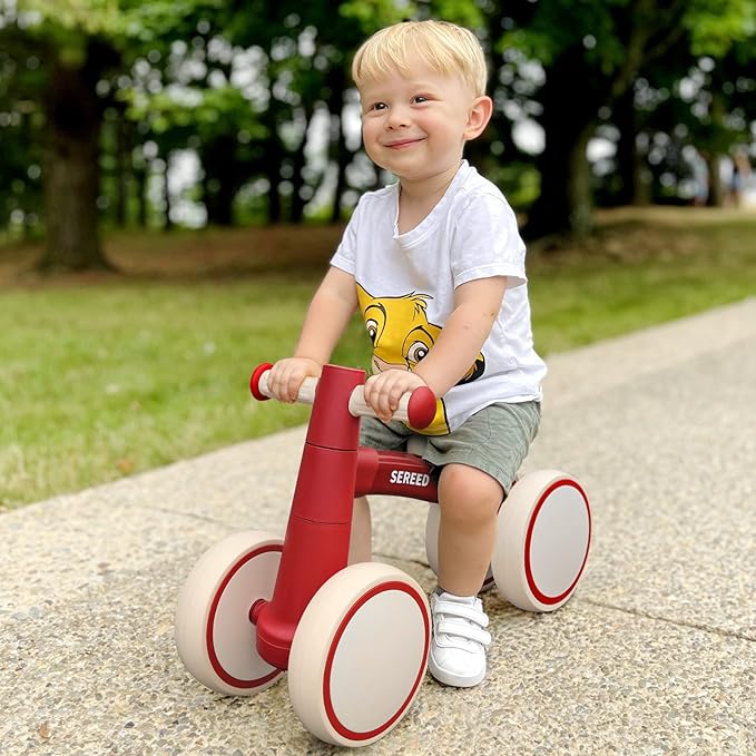 SEREED Baby Balance Bike for 1 Year Old Boys Girls 12-24 Month Toddler Balance Bike, 4 Wheels Toddler First Bike, First Birthday Gifts