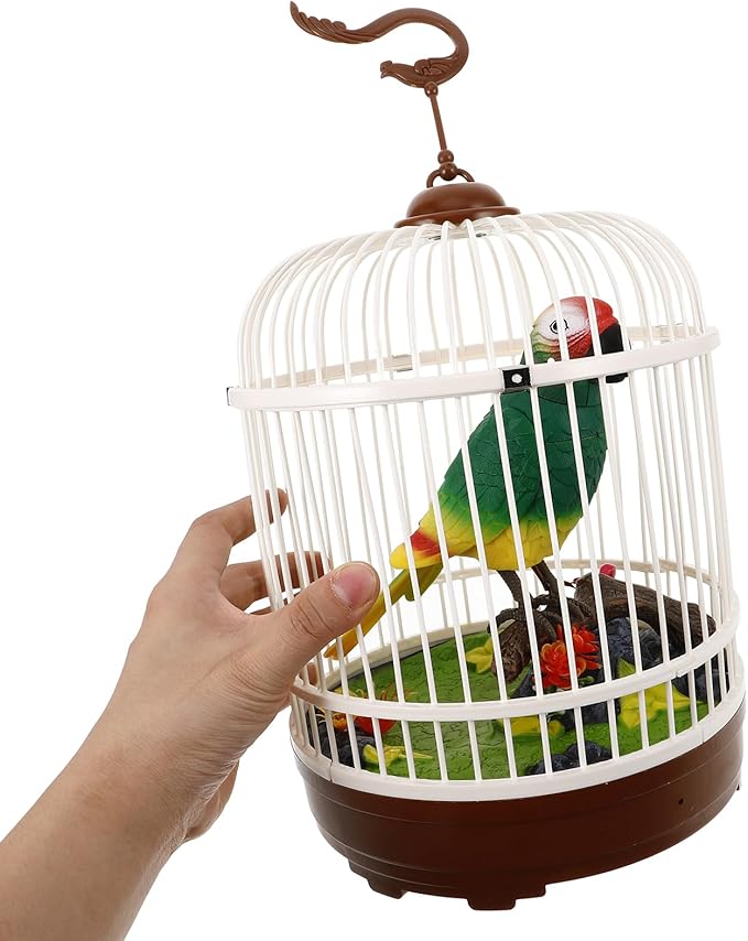 nulala Simulation Parrots Birds Desk Ornament - Voice Controlled Parrots Chirping and Wings Flap - Electronic Birds Pet for Home Garden Decor Ornament (523-1B)