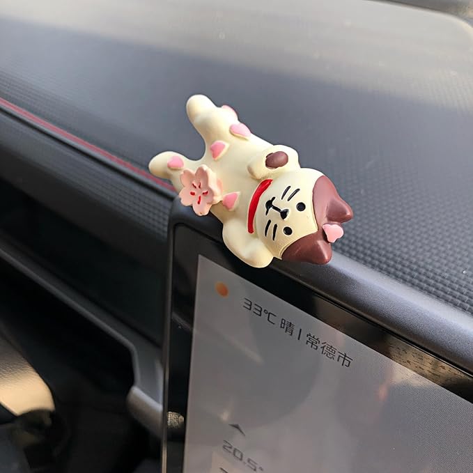 Cute Anime Cats Car Dashboard Decorations Accessories Interior for Women Men, Funny Mini Cat Collectibles Figurines for Car Display Decor Rearview Mirrors Decoration Computer Monitor Ornaments