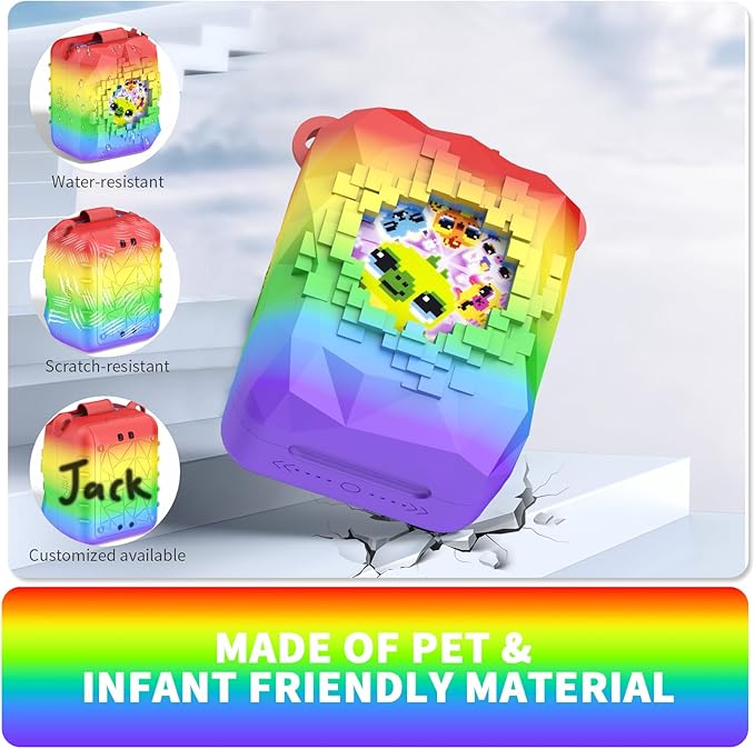 Soft Silicone Case for Bitzee Magicals Interactive Toy Digital Pet, Shockproof and Protective Carrying Case for Bitzee Magicals Virtual Electronic Pets with Lanyard (Rainbow)