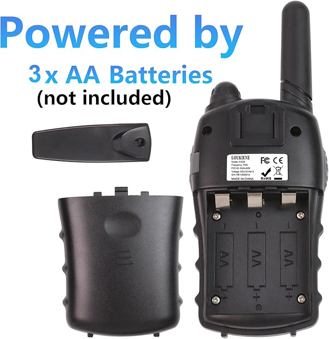 Walkie Talkies for Kids 22 Channels 2 Way Radio Toy with Backlit LCD, Flashlight 3 KMs Range for 3-12 Year Old Boys Girls Outside, Camping, Hiking (1 Pair, Black)