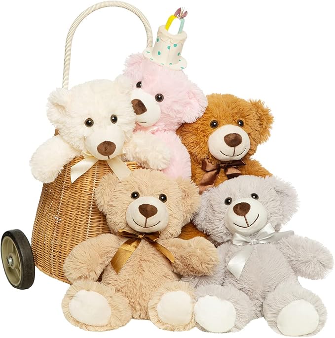 Teddy Bears Bulk 5 Packs Teddy Bear Stuffed Animal Plush Toys 5 Colors Gift for Kid Girlfriend,13.5 Inches Stuffed Bears for Christmas Valentine’s Day Birthday Wedding Party
