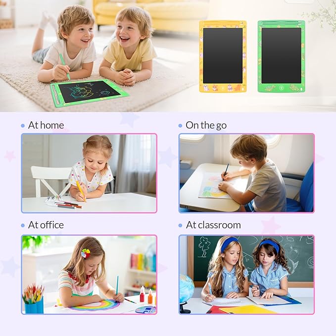 LCD Writing Tablet 8.5 Inch 2 Pack Colorful Screen Electronic Writing Drawing Pads Doodle Board for Kids Boys Girls