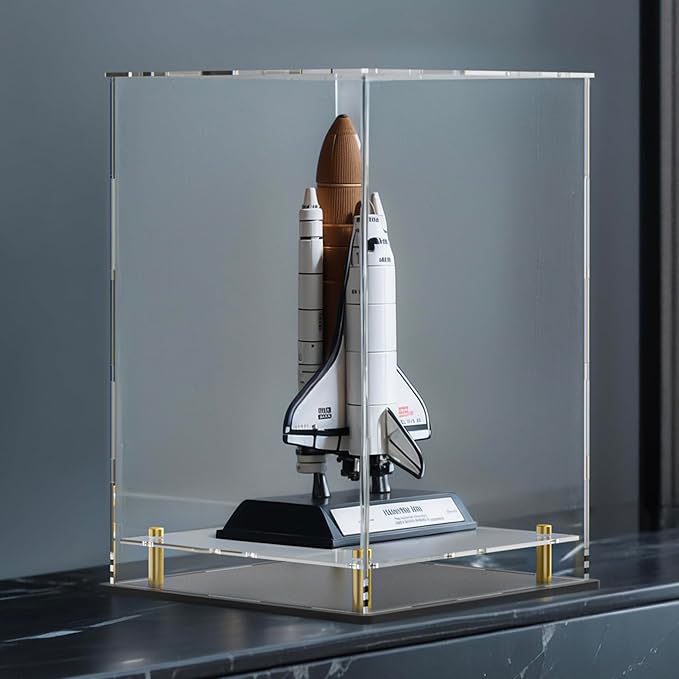 Acrylic Display Case with Floating Shelf & Thick Base – UV-Protected Collectible Showcase for Souvenirs, Figurines, and Memorabilia (8" Lx8 Wx12 H)