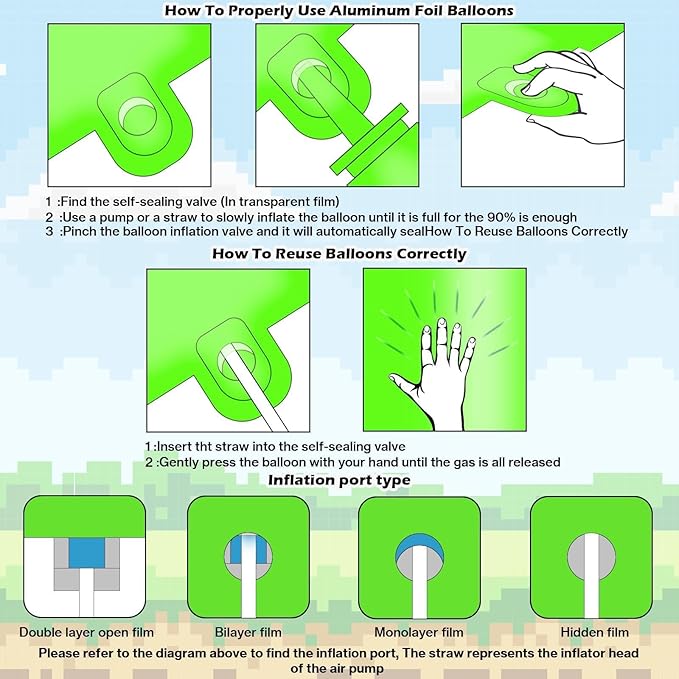 40 Inch Green Pixel Themed Number 9 Balloon Set Foil Balloon for Girls & Boys Birthday Party Decorations, Party Supplies & Favors (Number 9)