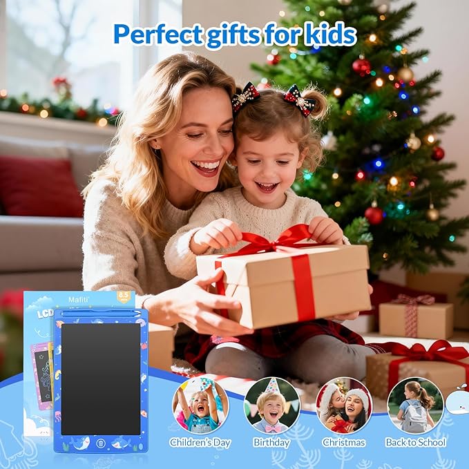 Mafiti LCD Writing Tablet 8.5 Inch Electronic Writing Drawing Pads Portable Doodle Board Gifts for Kids Office Memo Home Whiteboard Blue