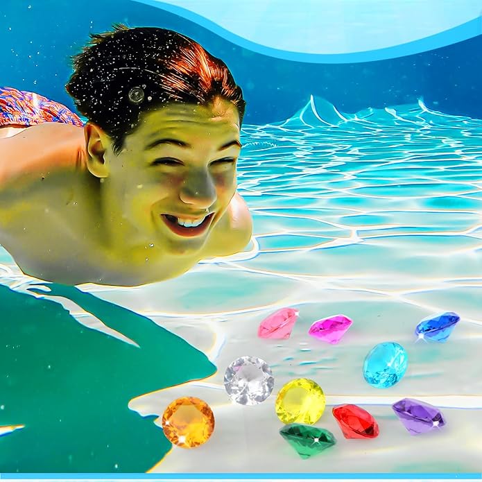 Chaos Emeralds and Rings Set, Include 10pcs Acrylic Crystal Diamond Gems with 10pcs Gold Power Rings Pirate Treasure Hunt Jewels for Kids Birthday Party Favor Supplies Cake Decoration