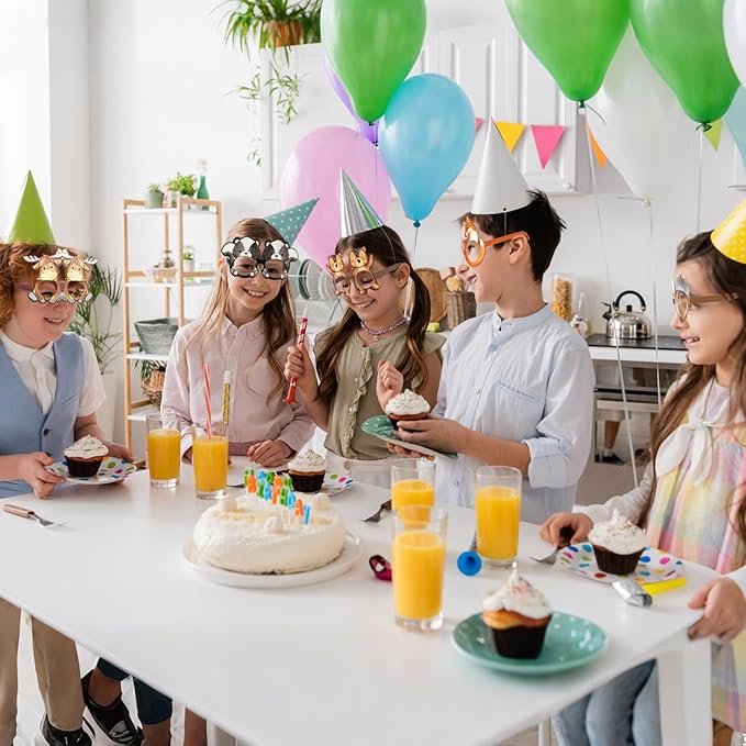 Pajean 32 Pcs Woodland Animal Decorations Eyeglasses Wild One Camping Forest Theme Photo Booth Props Paper Glasses for Woodland Creatures Birthday Baby Shower Camping Party Decor Favors Supplies