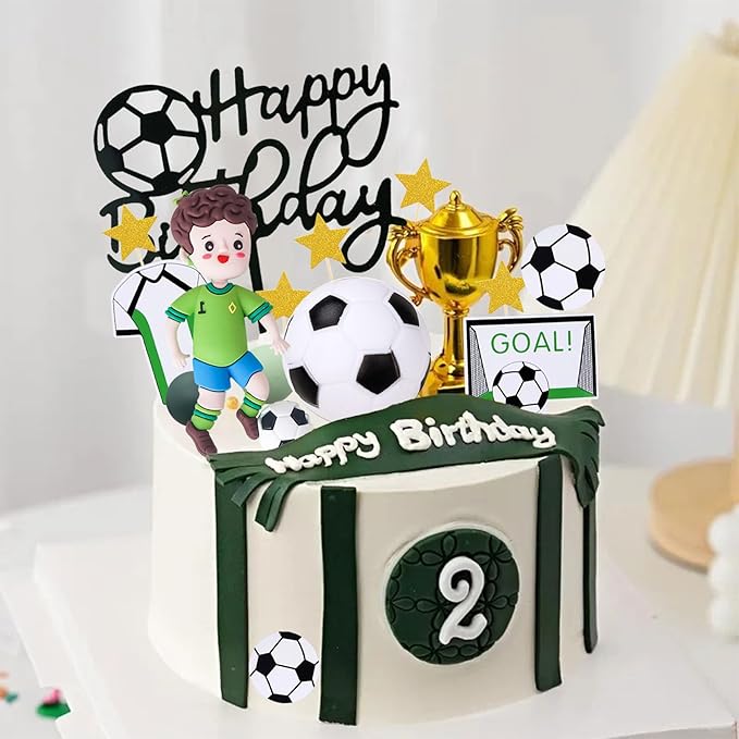 Knana 26Pcs Soccer Cake Toppers - Soccer Ball Cake Theme Decorations for Birthday Party Supplies