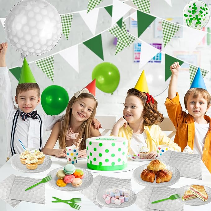 96 Pcs Golf Party Decorations, Golf Party Supplies Bundle Golf Plates, Napkins, Forks, Golf Birthday Decorations Serves 24